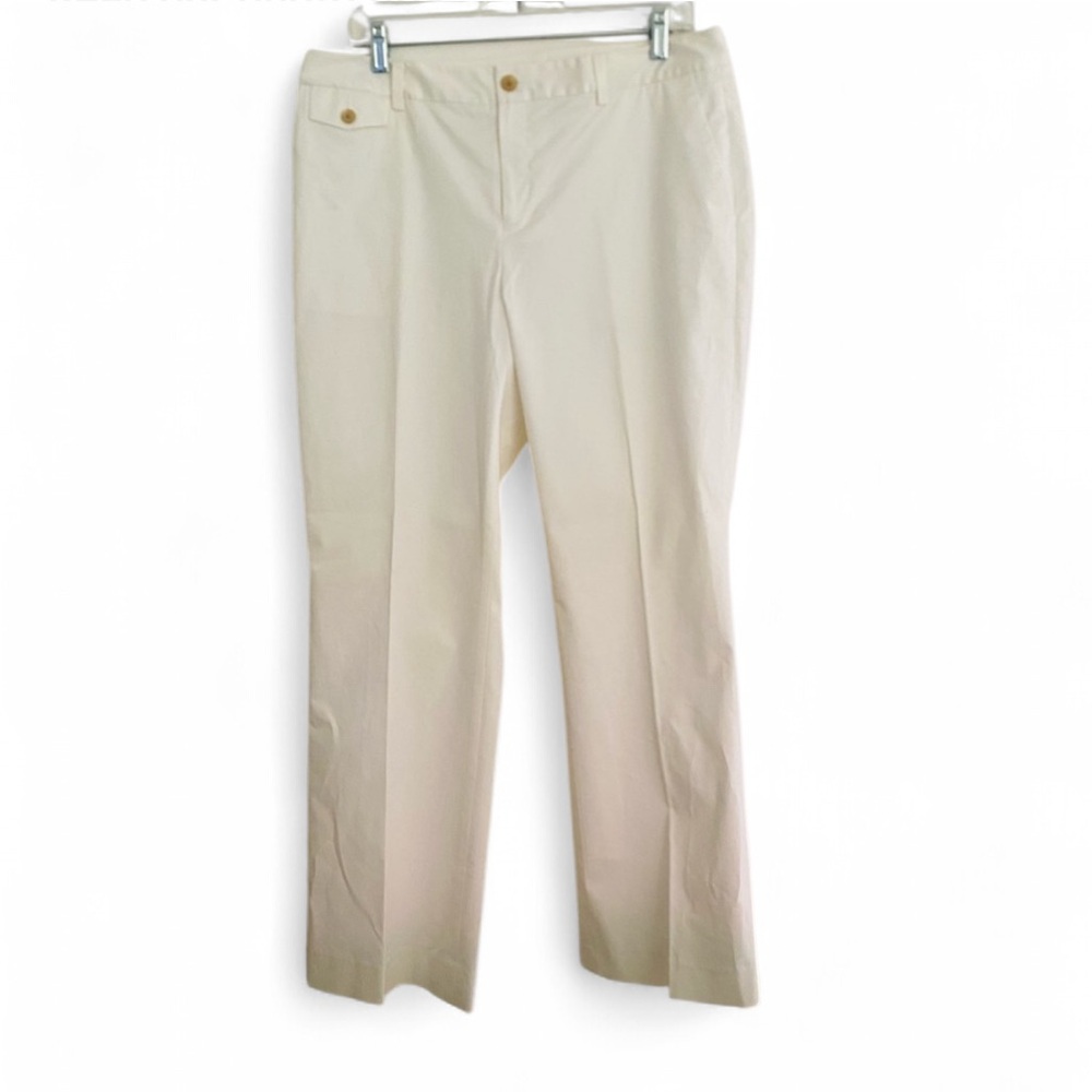 NWOT BANANA REPUBLIC MARTIN FIT STRETCH CREAM SLACKS SUIT PANTS CLASSIC SIZE 12